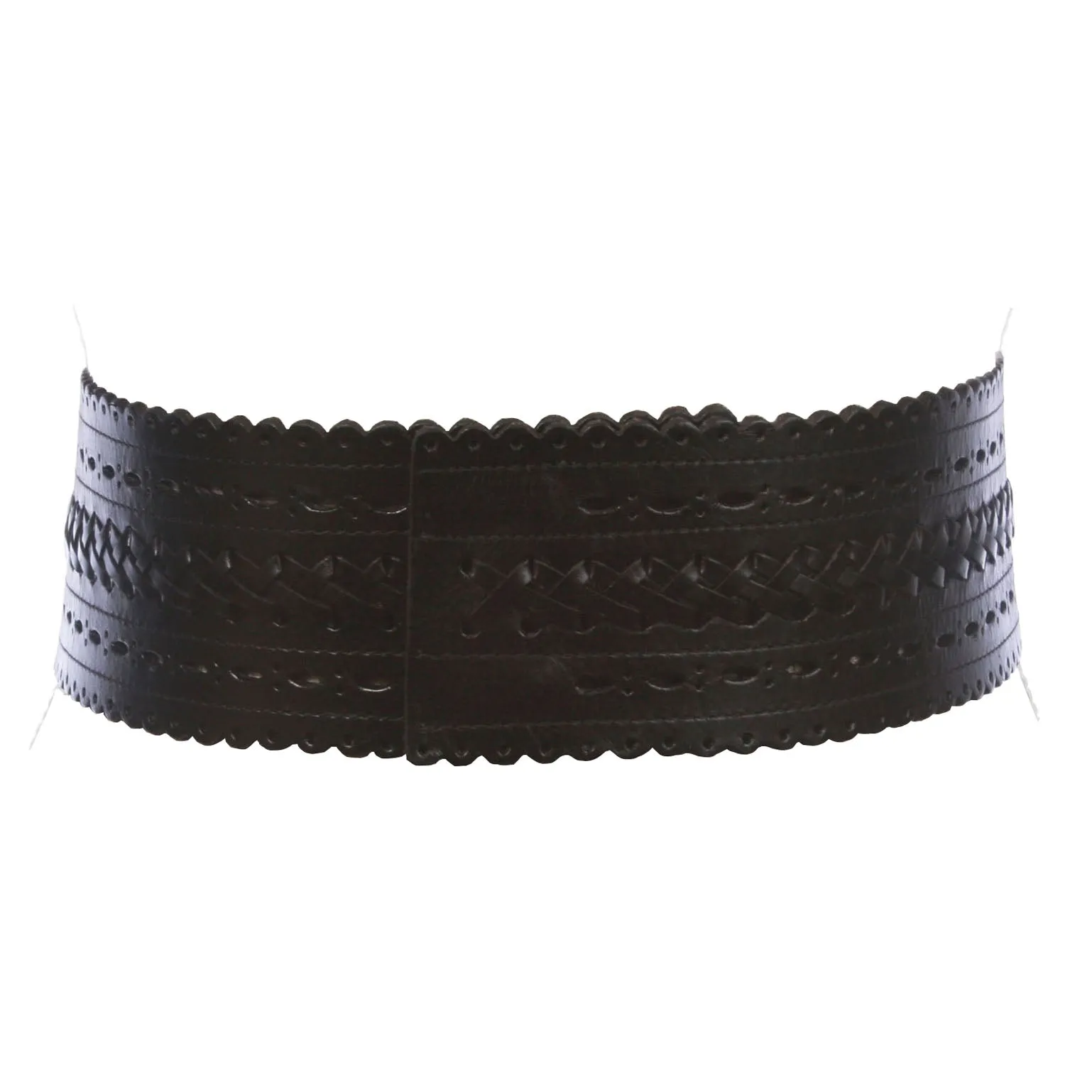 2 7/8" (72mm) Wide High Waist Perforated Braided Leather Belt