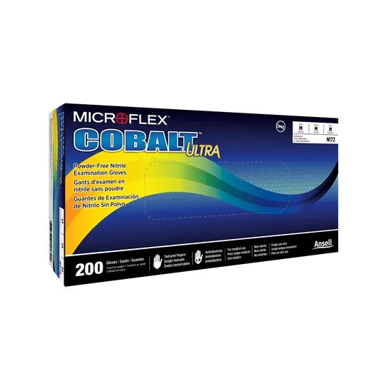 Ansell Cobalt Ultra Exam Gloves, Nitrile, Powder Free, Non Sterile