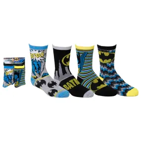 Batman Boys Socks (4 Pack - For Shoe Size 5-10  Sock Size 4-6)