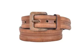 Bison Leather Casual Belt<br>Distressed Buckle