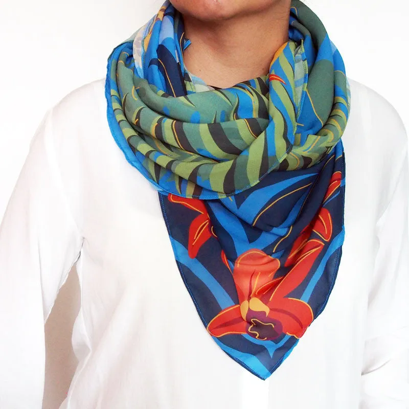 Borneo’s Wild Life in Cotton Silk Scarf