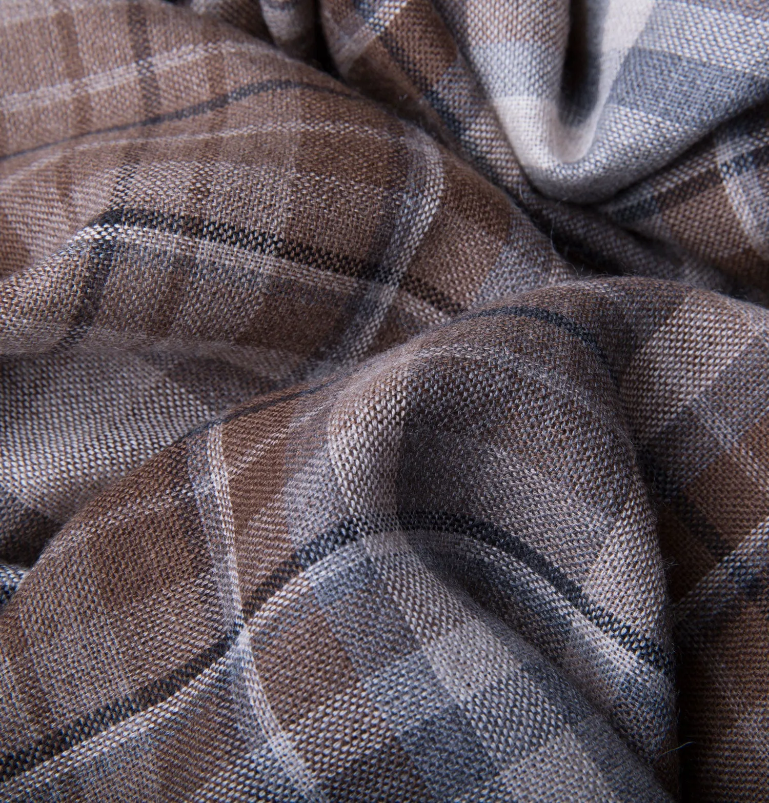 Brown Check Summer Silk Scarf