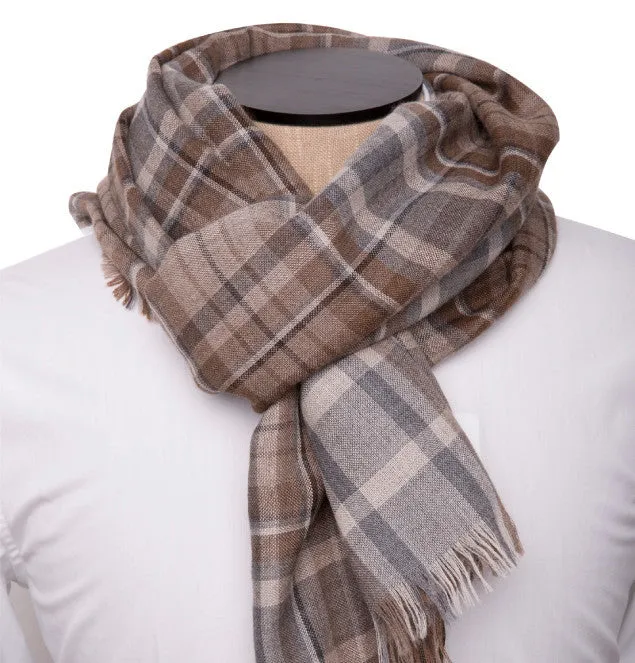 Brown Check Summer Silk Scarf