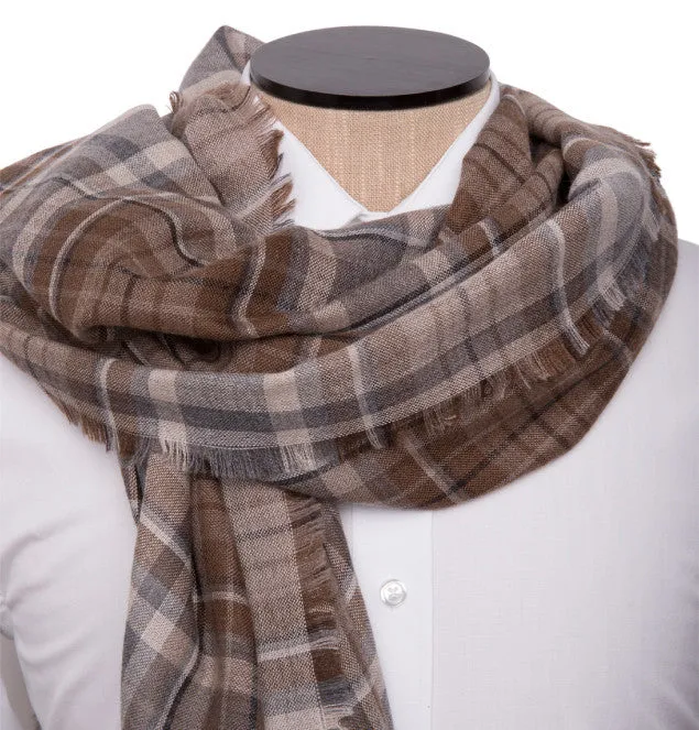 Brown Check Summer Silk Scarf