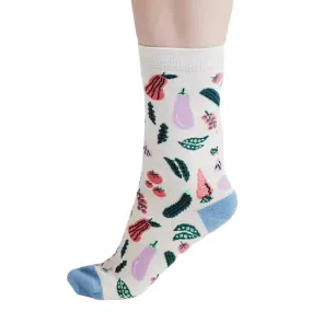 Celia Country Garden Bamboo Socks Stone White 4-7