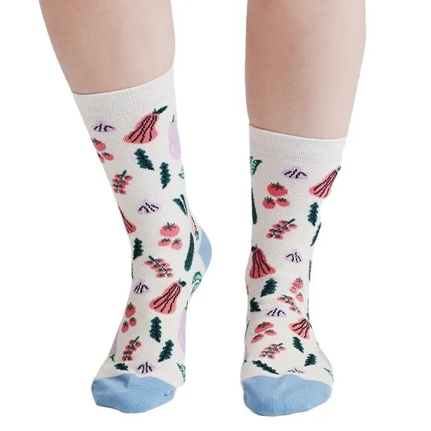 Celia Country Garden Bamboo Socks Stone White 4-7