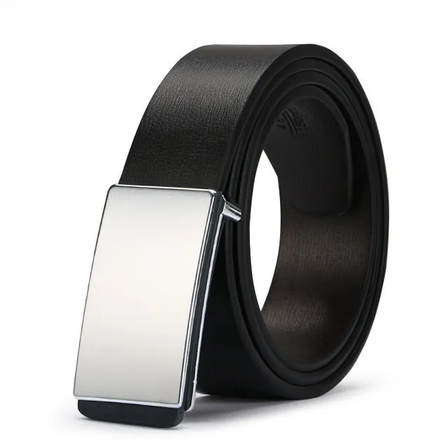 Cow Genuine Leather Smooth Buckle Belts