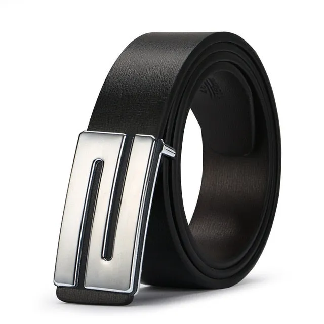 Cow Genuine Leather Smooth Buckle Belts