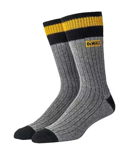 Dewalt Men 10-13 Grey Wool Blend Boot Crew Sock (2-Pack Grey)