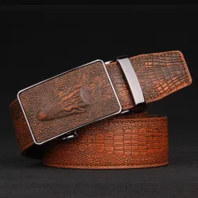 Fashion croco automatic buckle genuine leather belts for men vintage mens belts luxury brand belt men