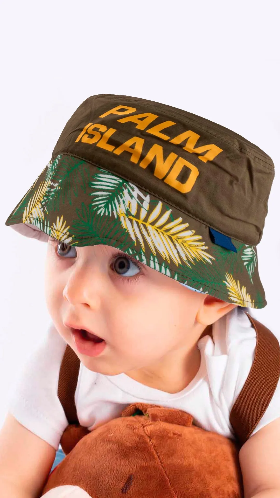 Fedora Hat for Toddlers-Palm Island Artwork Kid Hat for 4-8 Year Olds