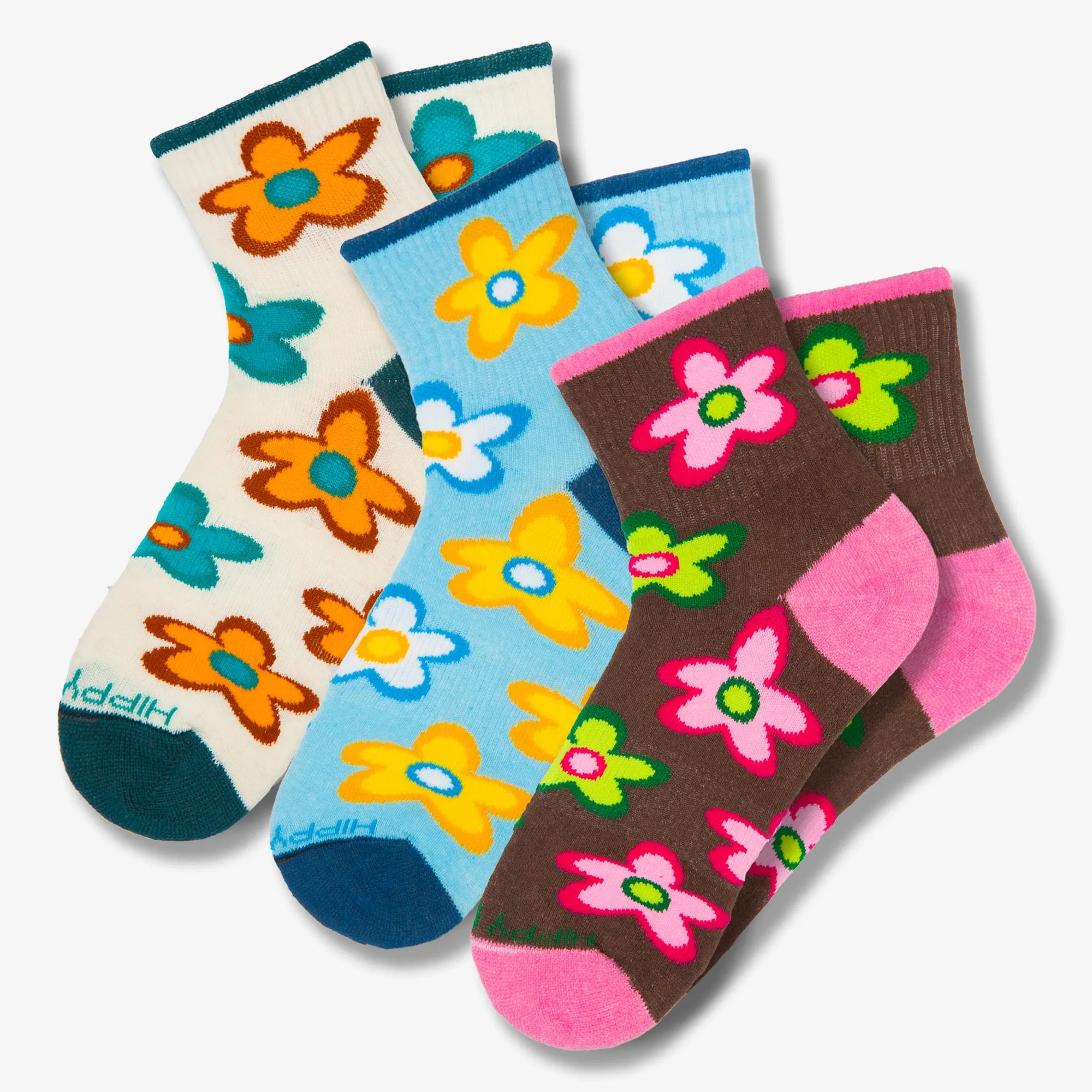 Floral Quarter Crew Socks 3-pack