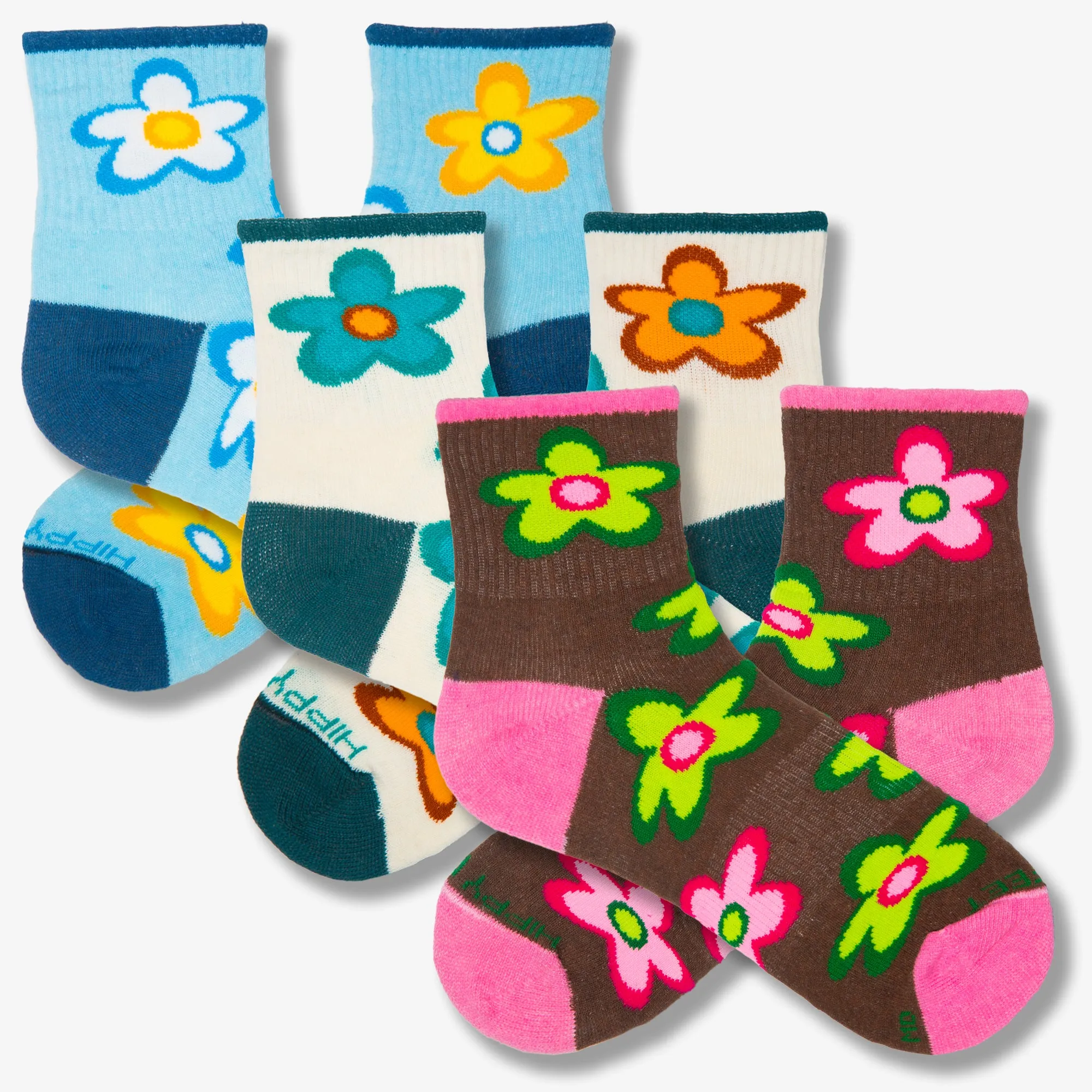 Floral Quarter Crew Socks 3-pack