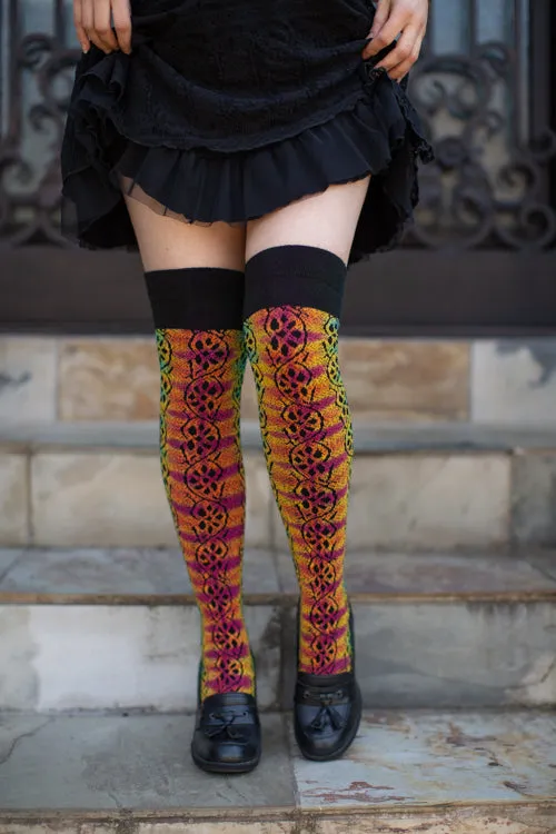 Flowering Vine Tie Dyed Knee Socks