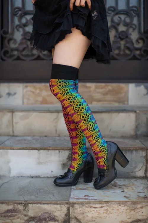 Flowering Vine Tie Dyed Knee Socks