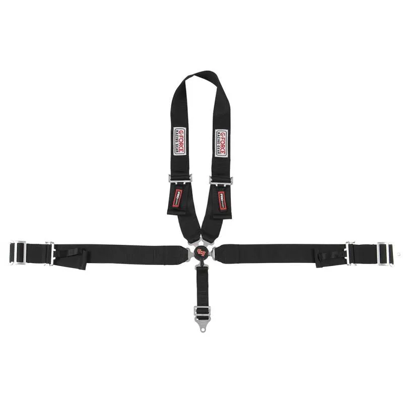 G-Force Pro Series 5 Pt. Camlock Harness - U-Style Shoulder Harness - Pull-Down Adjust Lap - Black