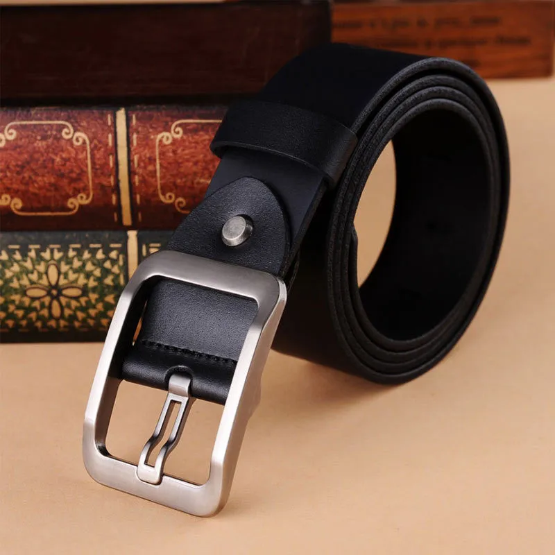 Genuine Leather belts for men High quality metal pin buckle jeans belt mens belts luxury