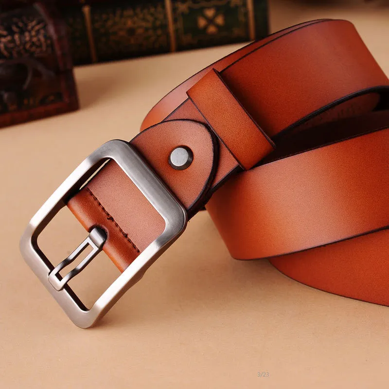 Genuine Leather belts for men High quality metal pin buckle jeans belt mens belts luxury