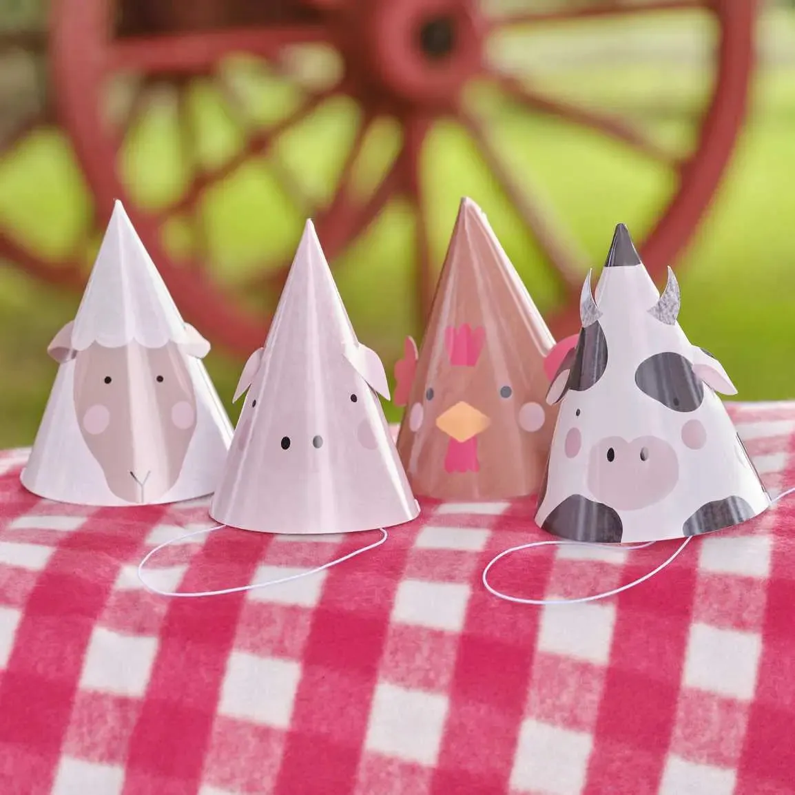 Ginger Ray Farm Animal Party Hats - 8 Pkt