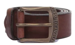 Guess Crackle Men's Plain Leather Belt In Brown