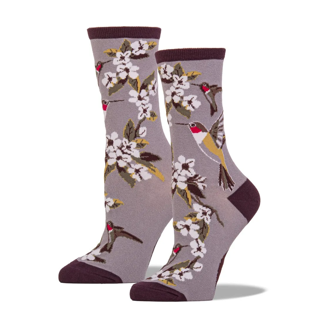 Hummingbird Garden Socks Women's Crew Sock