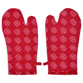 Kuber Industries Oven Mitts | Polyester Microwave Oven Gloves | Printed Hanging Loop Kitchen Oven Gloves | Heat Resistant Gloves for Kitchen | 1 Pair | Maroon