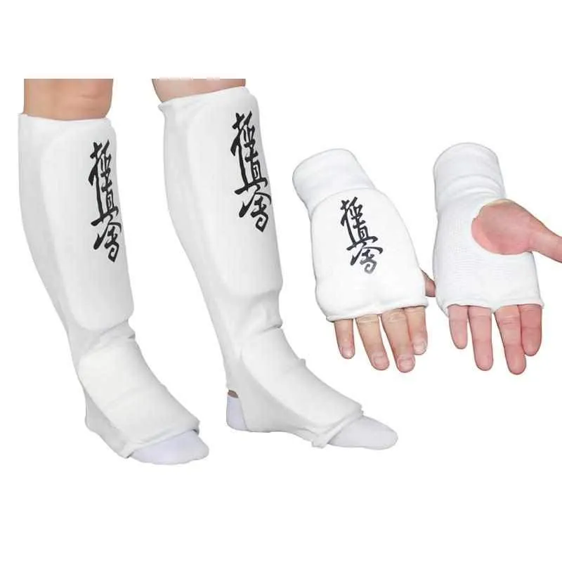 Kyokushin Karate Thin Style Gloves & Shin Guards Set