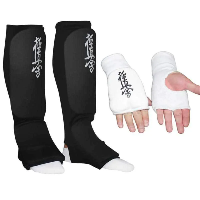 Kyokushin Karate Thin Style Gloves & Shin Guards Set