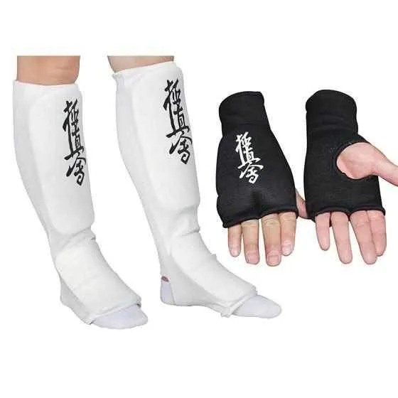 Kyokushin Karate Thin Style Gloves & Shin Guards Set