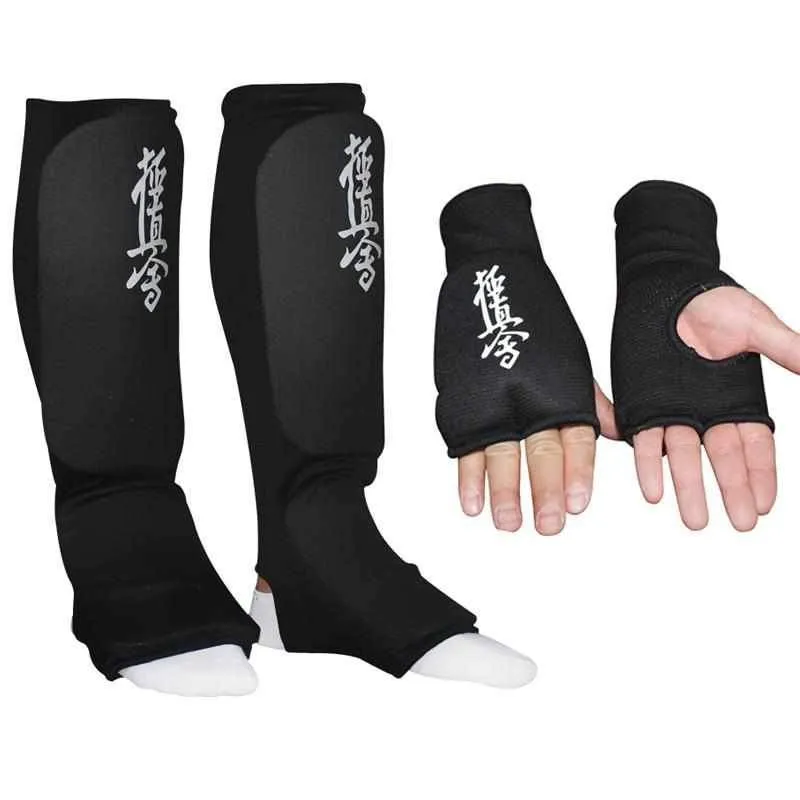 Kyokushin Karate Thin Style Gloves & Shin Guards Set