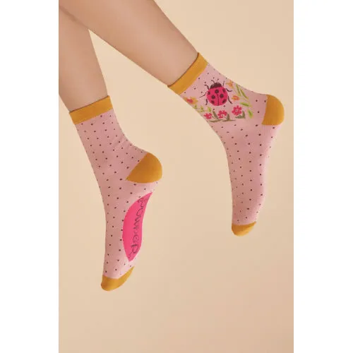 Ladybug Petal Pink Socks by Powder UK