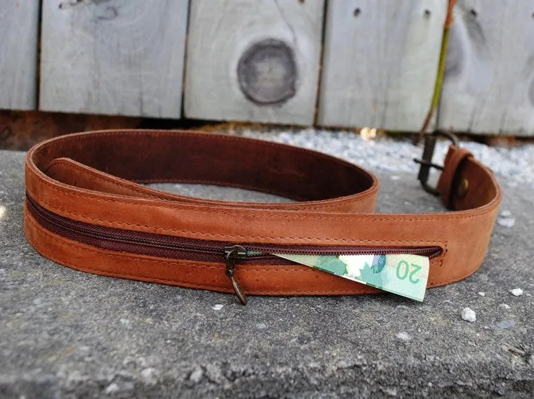 Leather Money Belt - Distressed