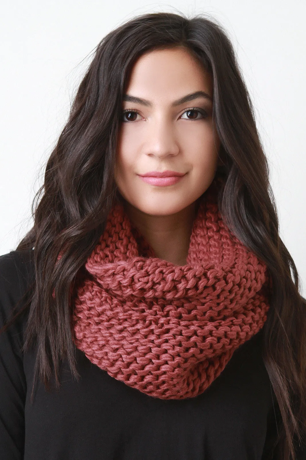 Loose Knit Double Layer Neck Warmer Scarf