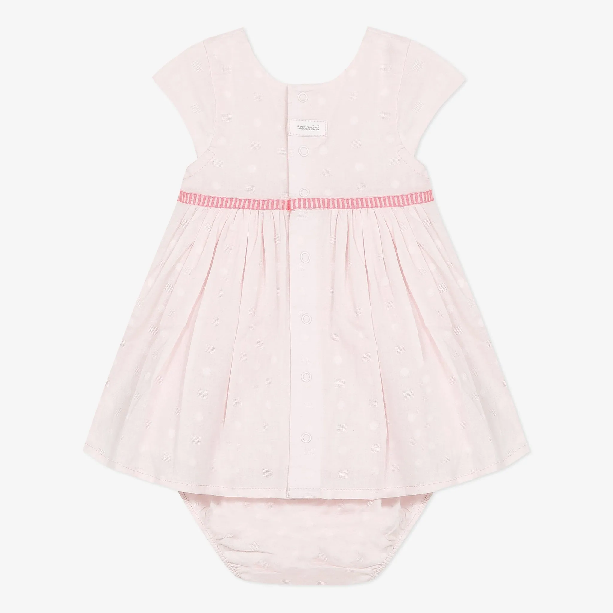 Newborn girl light pink dress and bloomer set