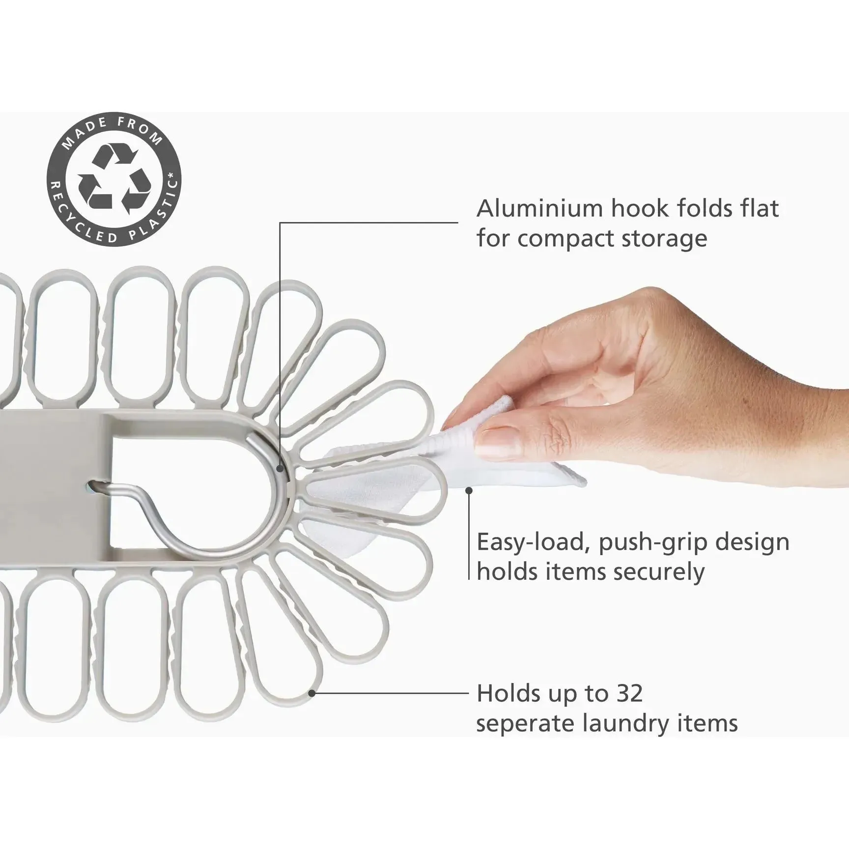 Petal™ 32-piece Quick-grip Ecru Drying Hanger