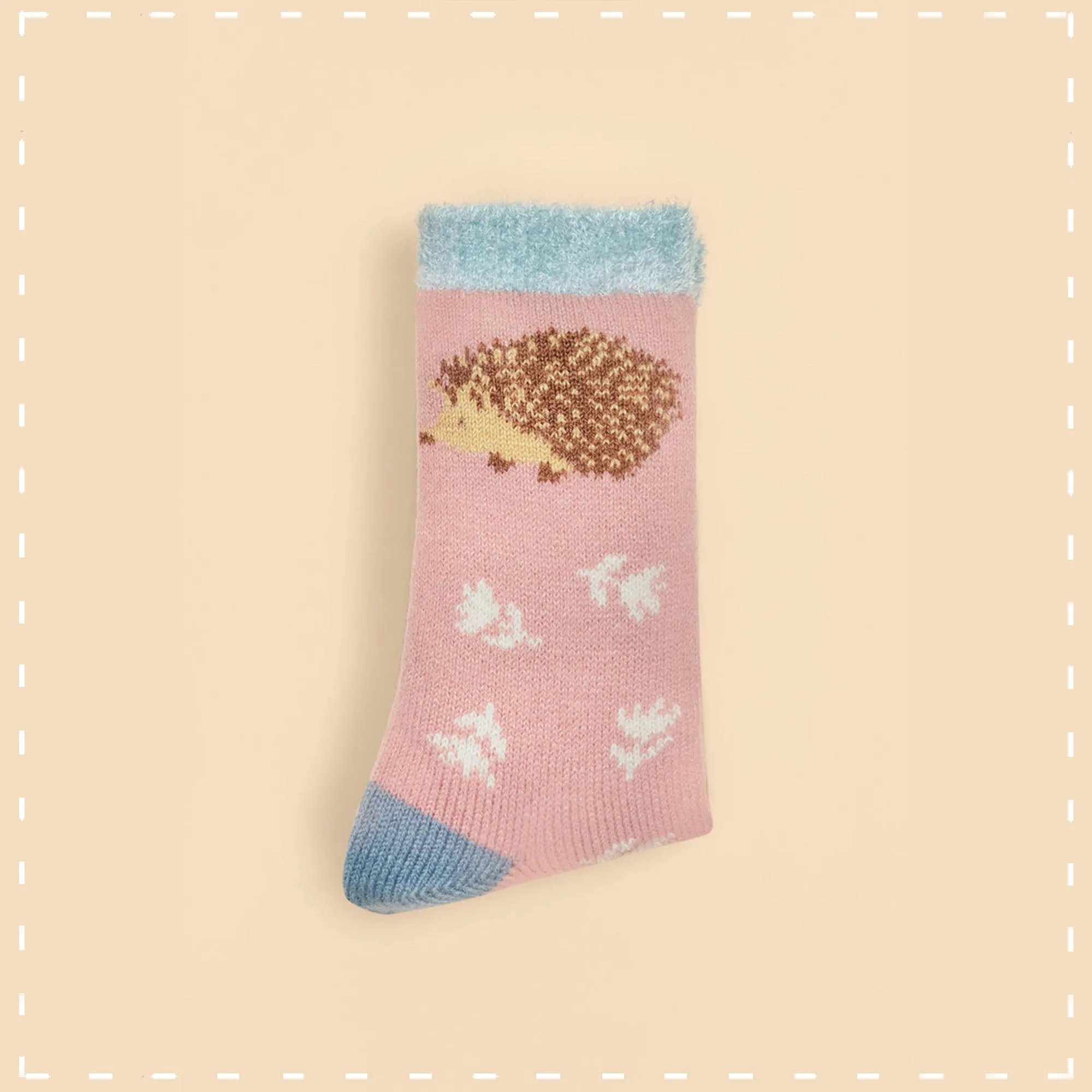 Powder Cosy Sock - Happy Hedgehog in Petal 14351