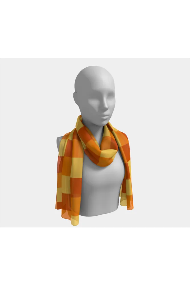 Tri-Orange Matrix Long Scarf