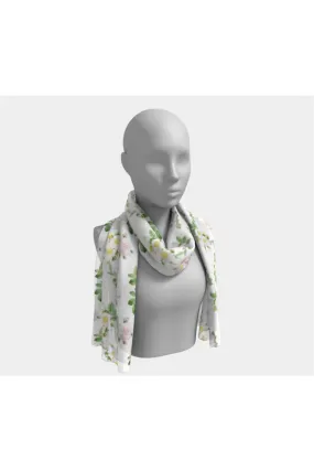 White Floral Long Scarf