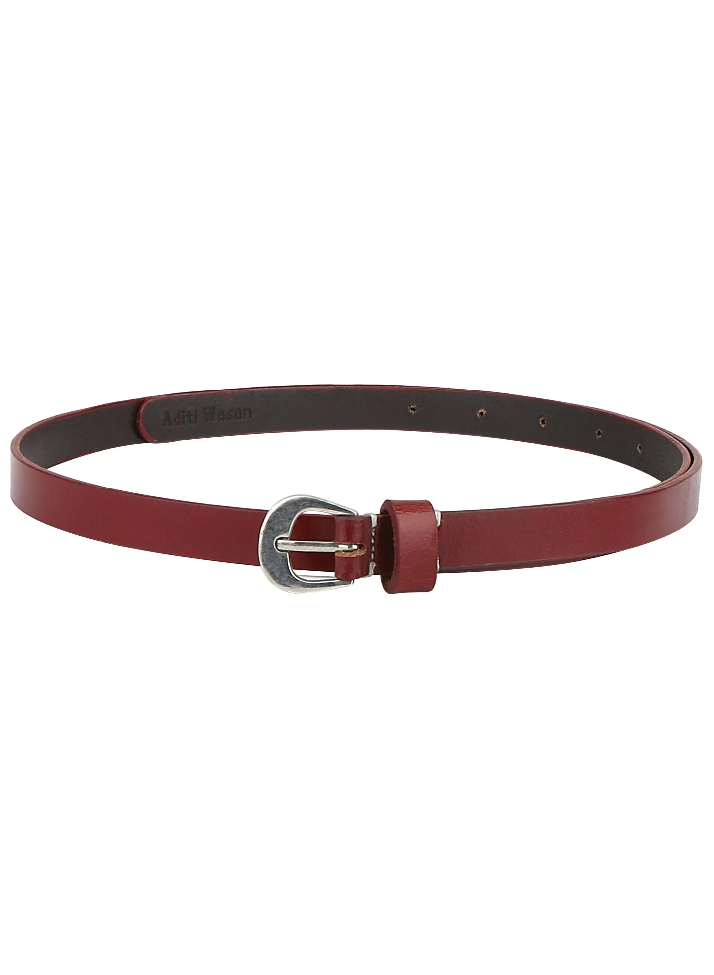 Women Casual Maroon Genuine Leather Belt