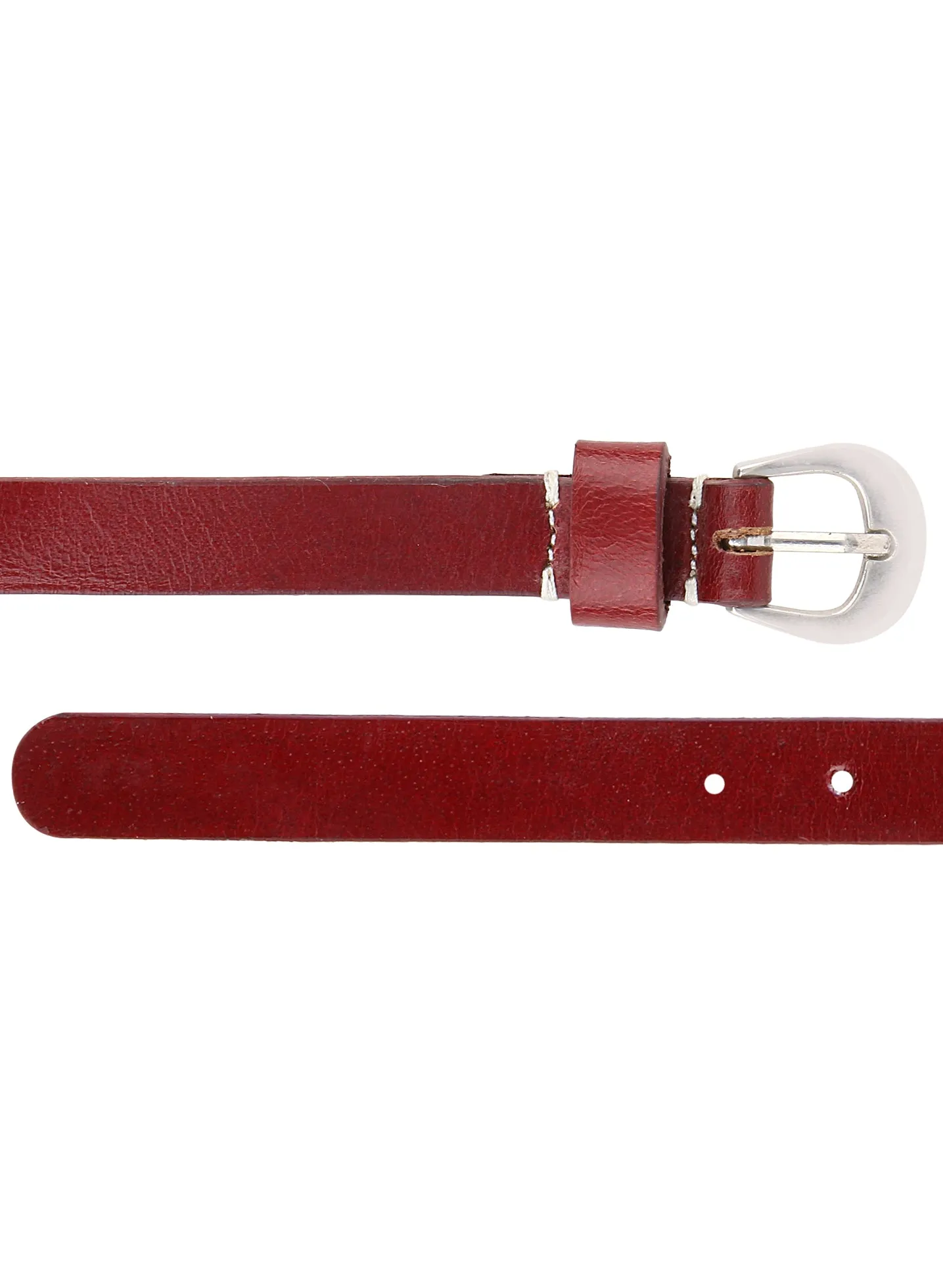 Women Casual Maroon Genuine Leather Belt