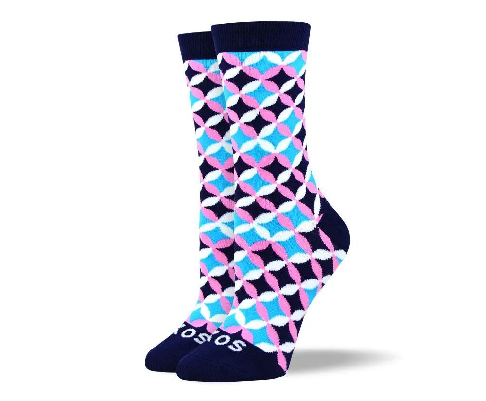 Women's Awesome Blue Flower Petal Socks