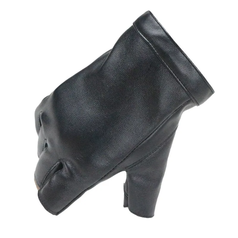 Women's Leather Fingerless Thin Gloves