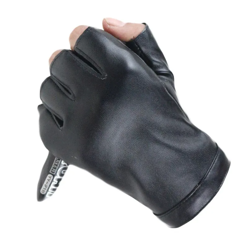 Women's Leather Fingerless Thin Gloves