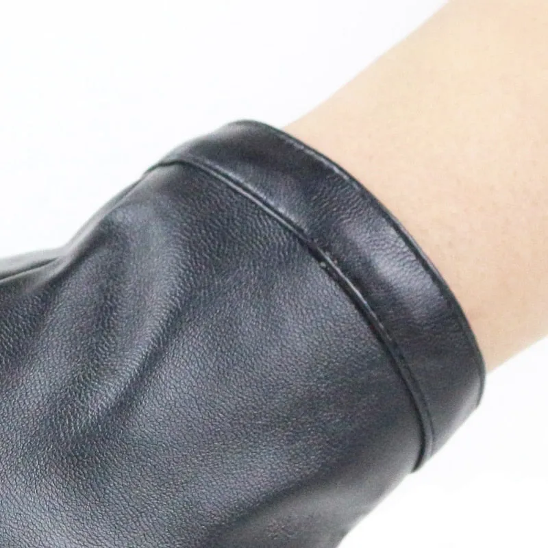 Women's Leather Fingerless Thin Gloves