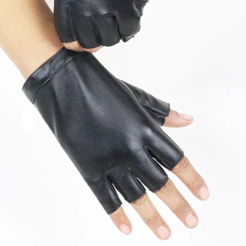 Women's Leather Fingerless Thin Gloves